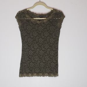 Moda International Green Lace Cap Sleeve Top